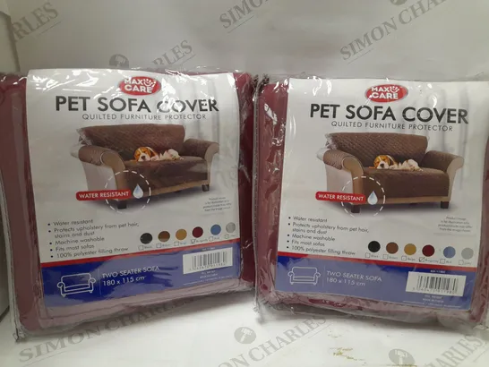 LOT OF 2 MAX CARE PET SOFA COVERS - BURGUNDY 