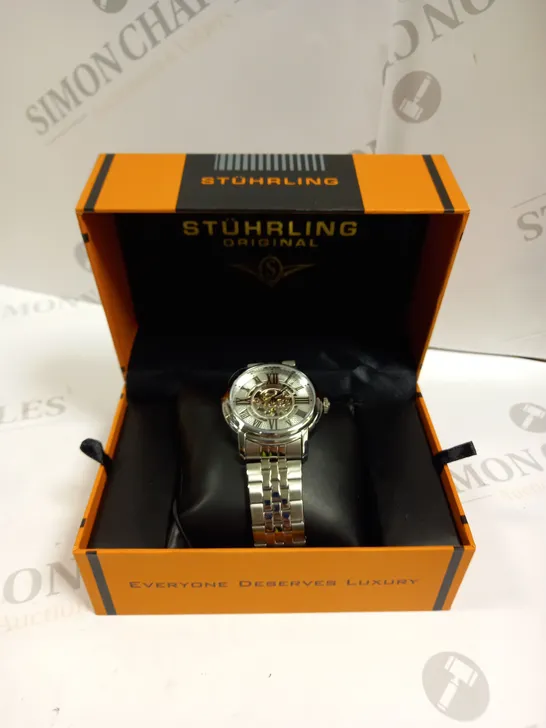 BOXED STUHRLING ORIGINAL MENS AUTOMATIC STAINLESS STEEL DIAL WATCH 