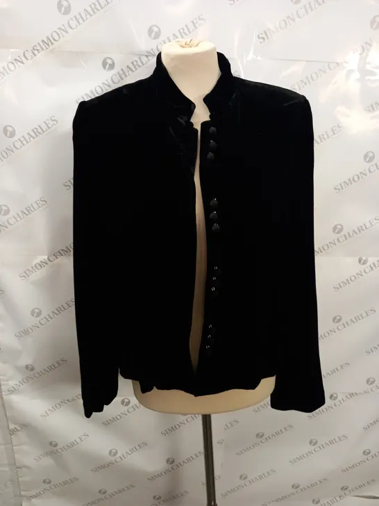 LAURA ASHLEY BLACK VELOUR JACKET - UK 14