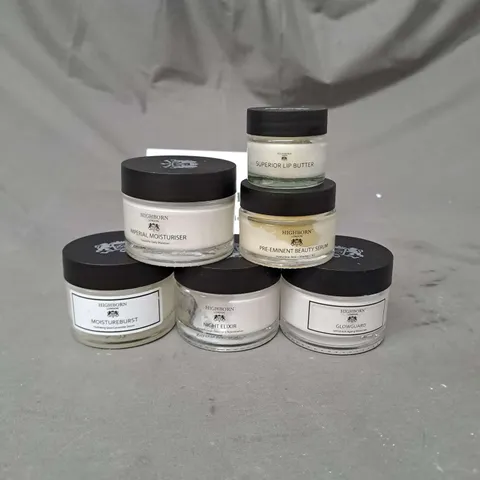 LOT OF 6 HIGHBORN LONDON SKINCARE PRODUCTS TO INCLUDE MOISTURISER AND LIP BUTTER