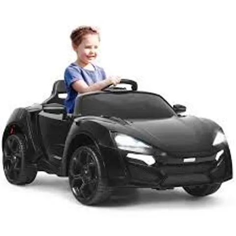 BOXED 12V ELECTRIC KIDS CAR WTH 2.4G REMOTE CONTROL AND SPRING SUSPENSION - BLACK