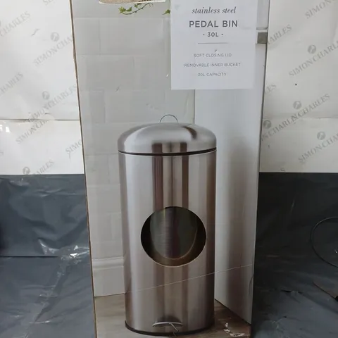 DUNELM PEDAL BIN STAINLESS STEEL 30L