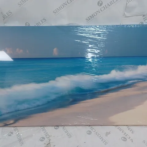 ART GROUP BREAKING WAVE CANCUN MEXICO BY JEREMY WOODHOUSE PHOTOGRAPHIC PRINT ON CANVAS IN BLUE 50 X 100CM COLLECTION ONLY