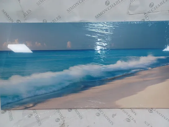 ART GROUP BREAKING WAVE CANCUN MEXICO BY JEREMY WOODHOUSE PHOTOGRAPHIC PRINT ON CANVAS IN BLUE 50 X 100CM COLLECTION ONLY