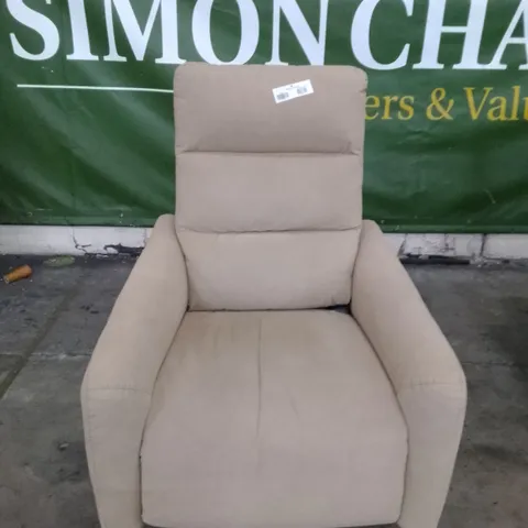 QUALITY ITALIAN DESIGNER MALTA RECLINER SWIVEL ARMCHAIR - BEIGE FABRIC