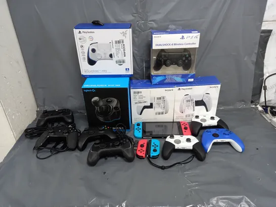 14 ASSORTED GAMING CONTROLLERS TO INCLUDE PLAYSTATION, XBOX AND NINTENDO