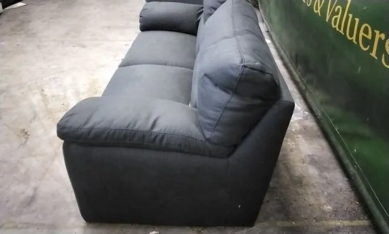 QUALITY BRITISH DESIGNER 3 SEATER SOFA - BLACK FABRIC 