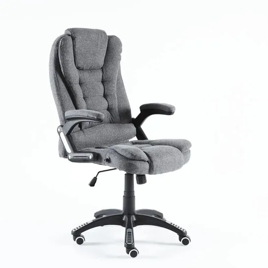 BOXED NEO GREY FABRIC OFFICE CHAIR WITH MASSAGE FUNCTION (1 BOX)