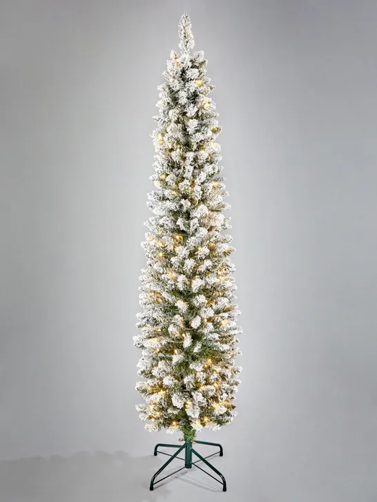 BOXED 6FT FLOCKED EMPEROR PRE LIT PENCIL TREE - COLLECTION ONLY  RRP £79.99