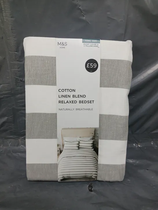 M&S HOME COTTON LINEN BLEND RELAXED BEDSET -  SIZE KING 