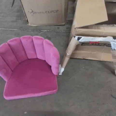 BOXED PINK SUEDE CHAIR (1 BOX)