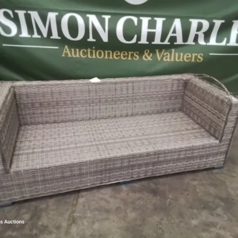 DESIGNER GREY RATTAN THREE SEATER PATIO SOFA