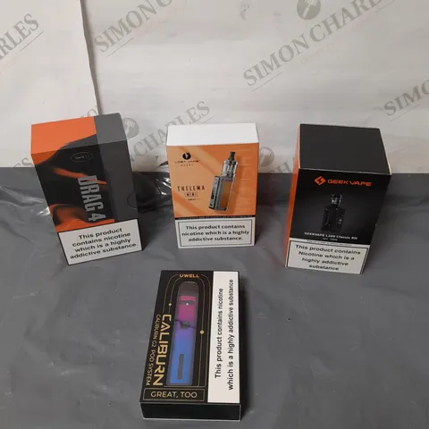 BOX OF APPROXIMATELY 20 ASSORTED E-CIGARATTES TO INCLUDE GEEKVAPE, CALIBURN, UWELL ETC