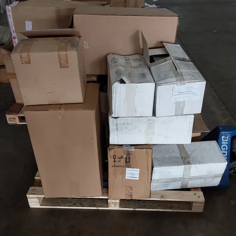 PALLET TO CONTAIN ASSORTED AIR FILTRATION PRODUCTS. INCLUDES DUCTING, FILTERS, PLASTIC PIPES ETC