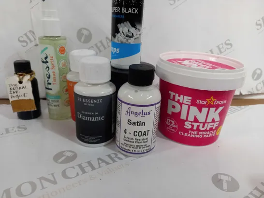 LOT OF ASSORTED ITEMS TO INCULD /  THE PINK STUFF / BLACK BOOT POLISH AND INK / COLLECTION ONLY 