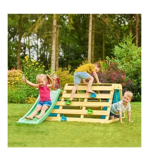 BOXED OUTDOOR WOODEN CLIMB & SLIDE 