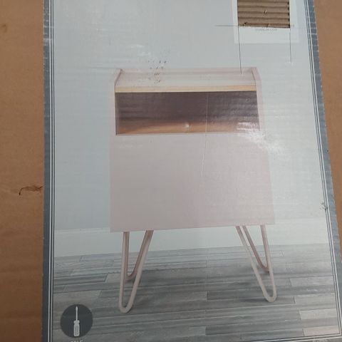 BOXED DESIGNER HAIRPIN BEDSIDE CABINET
