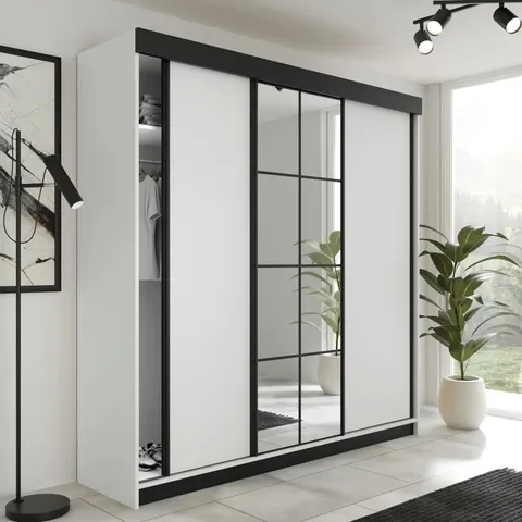BOXED BEUS 2 DOOR SOLID + MANUFACTURED WOOD WARDROBE (3 BOXES)