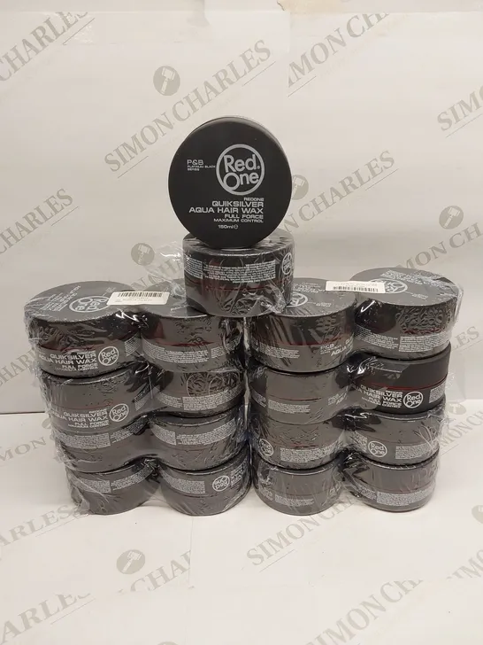 APPROXIMATELY 9 X DUAL PACKS OF RED ONE QUICKSILVER AQUA HAIR WAX - 150ml PER TUB