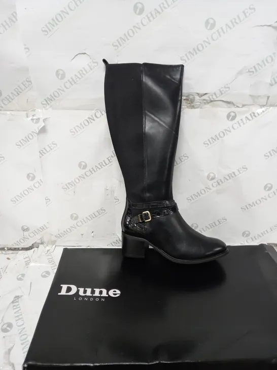 DUNE TILDING BOOT BLACK LEATHER SIZE 8 - BOXED 