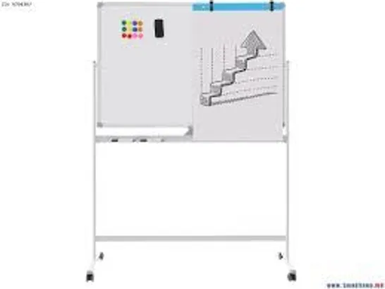 BOXED REVERSIBLE MOBILE WHITE BOARD WITH ADJUSTABLE HEIGHT-WHITE