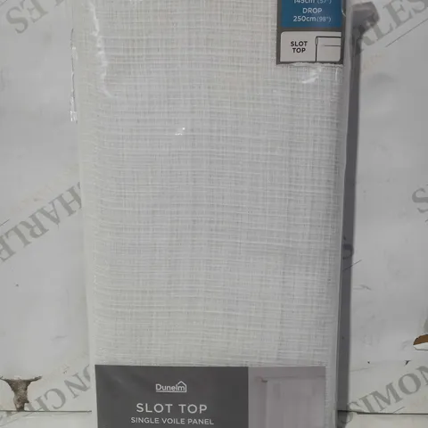 DUNELM ASPEN SLOT TOP SINGLE VOILE PANEL - BASKETWEAVE EFFECT IN WHITE