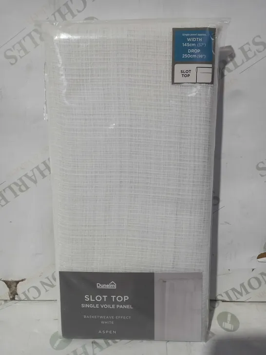 DUNELM ASPEN SLOT TOP SINGLE VOILE PANEL - BASKETWEAVE EFFECT IN WHITE