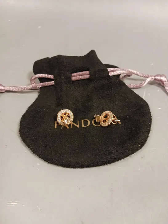 PANDORA ROSE GOLD STUD HOOP EARRINGS 