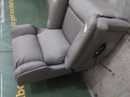 DESIGNER POWER RISE & RECLINE EASY CHAIR GREY LEATHER