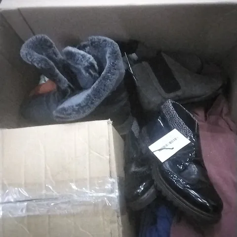 BOX OF ASSORTED WOMENS CLOTHES AND SHOES (VARIOUS SIZES) 