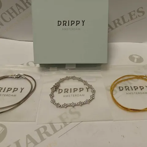 DRIPPY AMSTERDAM 3 PIECE JEWELLERY SET TO INCLUDE 2 NECKLACES, 1 X BRACLET 