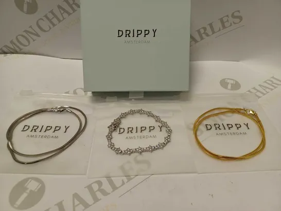 DRIPPY AMSTERDAM 3 PIECE JEWELLERY SET TO INCLUDE 2 NECKLACES, 1 X BRACLET 