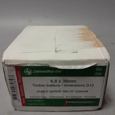 BOXED JAMES HARDIE 4,8x38mm SCREWS (250 IN BOX) - COLLECTION ONLY