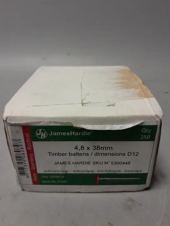 BOXED JAMES HARDIE 4,8x38mm SCREWS (250 IN BOX) - COLLECTION ONLY