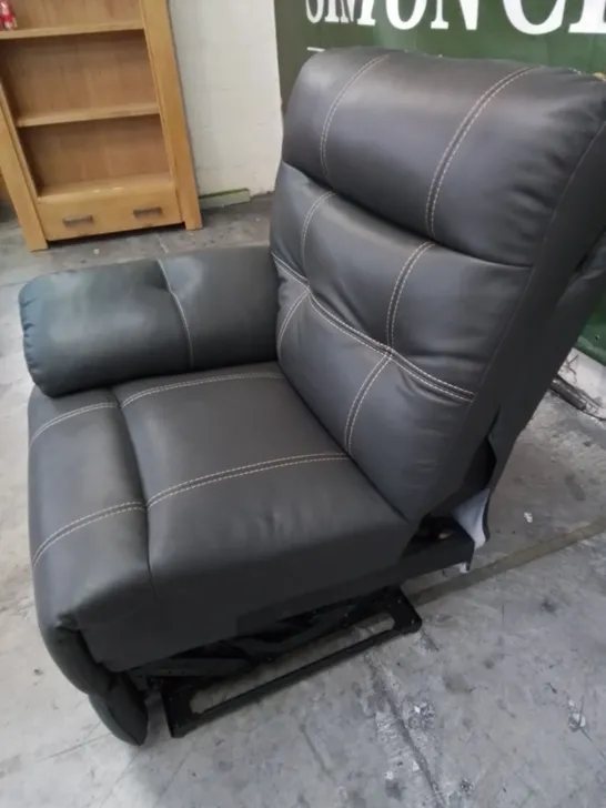 DESIGNER LEFT HAND FACING POWER RECLINING SECTION - GREY LEATHER 