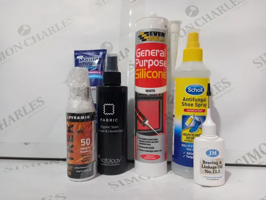 LOT OF APPROXIMATELY 20 ASSORTED HOUSEHOLD ITEMS TO INCLUDE SCHOLL ANTIFUNGAL SHOE SPRAY, EVER BUILD GENERAL PURPOSE SILICONE, MOULD MAGIC, ETC - COLLECTION ONLY