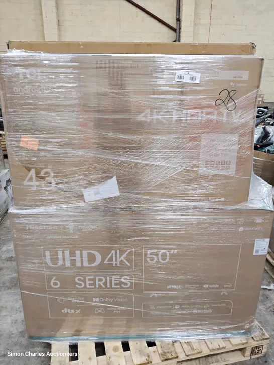 PALLET OF APPROXIMATELY 12 UNPROCESSED RAW RETURN TELEVISIONS TO INCLUDE;