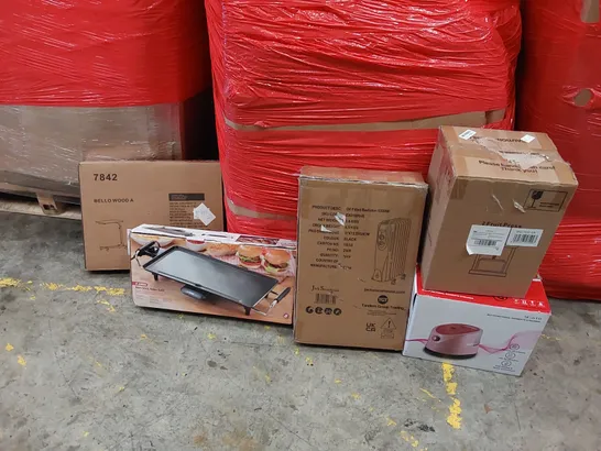 PALLET OF ASSORTED ITEMS INCLUDING: RADIATOR, GARMENTS STEAMER, NON-STICK TABLE GRILL, LAPTOP TABLE, FRUIT PRESS