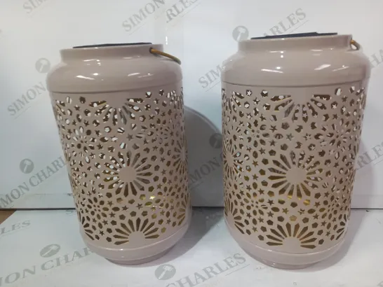 GARDEN REFLECTIONS SET OF 2 PATTERNED SOLAR LANTERNS