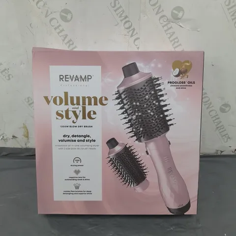 BOX OP 2 REVAMP PROFESSIONAL VOLUME AND STYLE 1200W BLOW DRY BRUSH INNOVATIVE ALL IN ONE VOLUMISONG STYLER 