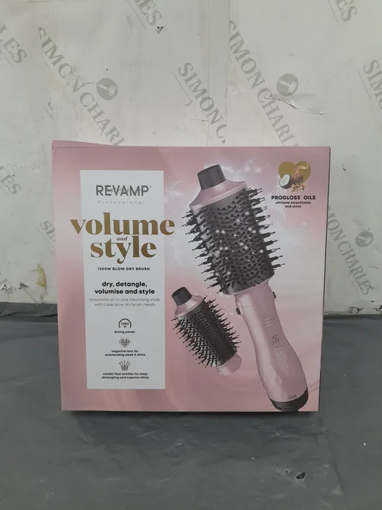 BOX OP 2 REVAMP PROFESSIONAL VOLUME AND STYLE 1200W BLOW DRY BRUSH INNOVATIVE ALL IN ONE VOLUMISONG STYLER 