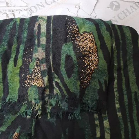 FRANK USHER ANIMAL PRINT SPARKLE FOIL LIGHTWEIGHT SCARF - GREEN