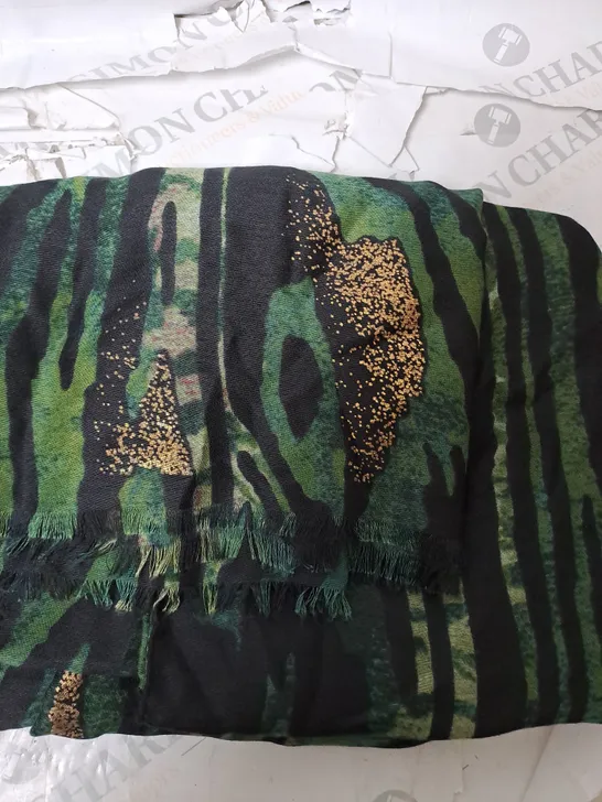 FRANK USHER ANIMAL PRINT SPARKLE FOIL LIGHTWEIGHT SCARF - GREEN