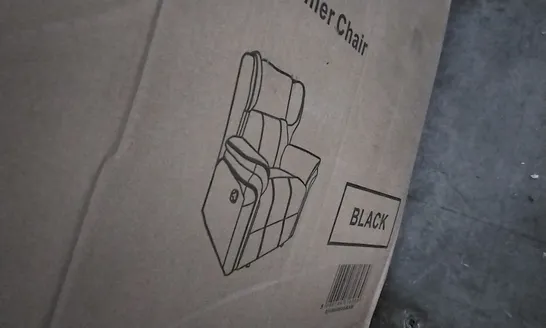 BOXED BLACK LEATHER MANUAL ROCKING RECLINER CHAIR (BOX 1 OF 2 ONLY)