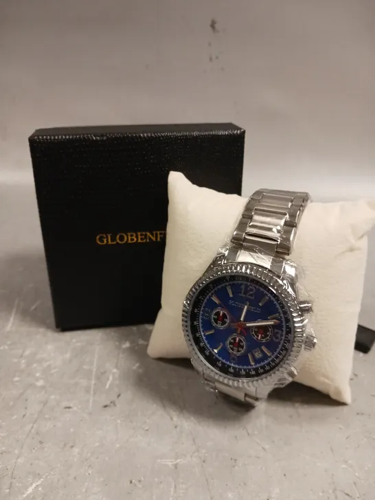 GLOBENFELD EXPEDIENT STEEL BLUE DIAL WATCH 