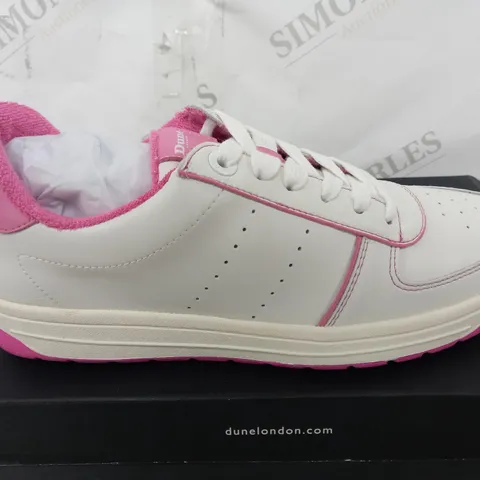 BOXED PAIR OF DUNE TRAINERS IN PINK/WHITE UK SIZE 7