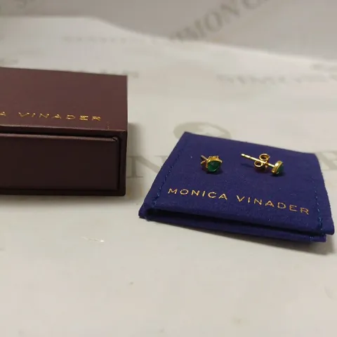 BOXED MONICA VINADER EARRINGS WITH GREEN STONES