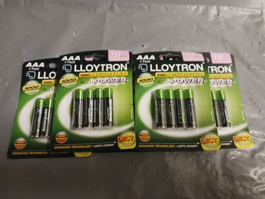 LOT OF 5 4-PACKS OF LLOYTRON AAA NIMH RECHARGEABLE BATTERIES