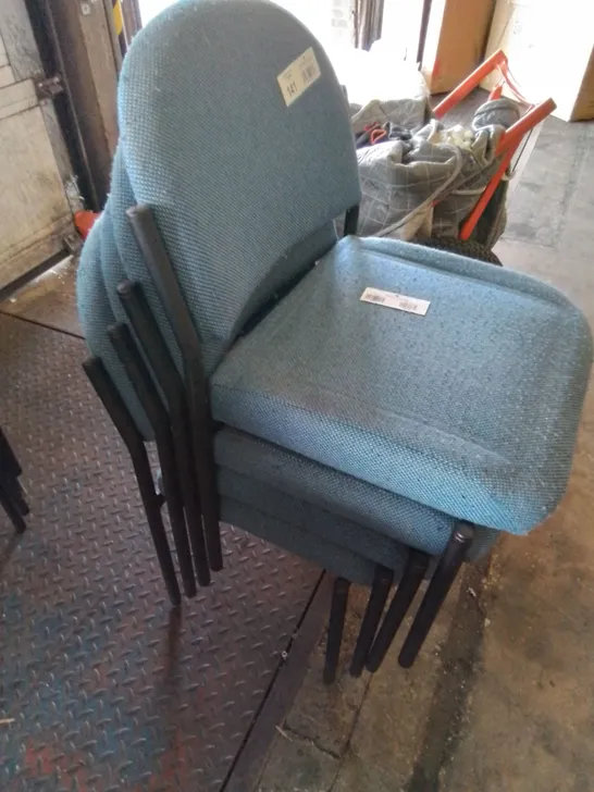 4X BLUE FABRIC CHAIRS WITH BLACK FRAME