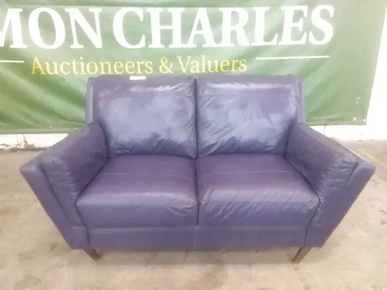 QUALITY DESIGNER FELLINI 2 SEATER - DARK PURPLE LEATHER 